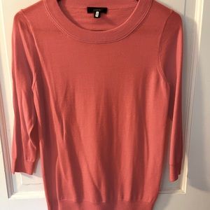 J Crew merino wool 3/4 sleeve coral colored crew neck sweater
